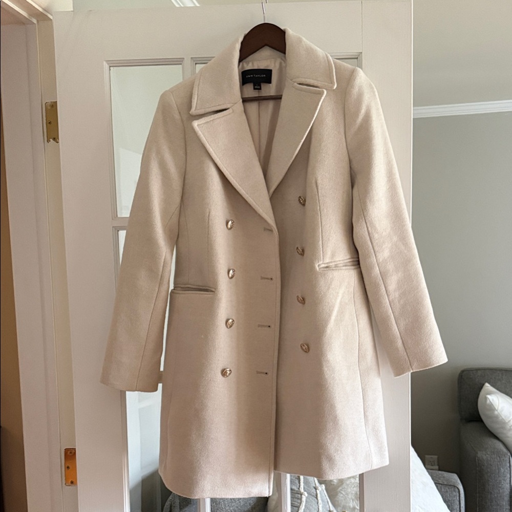 Ann Taylor Women's Cream Pea Coat